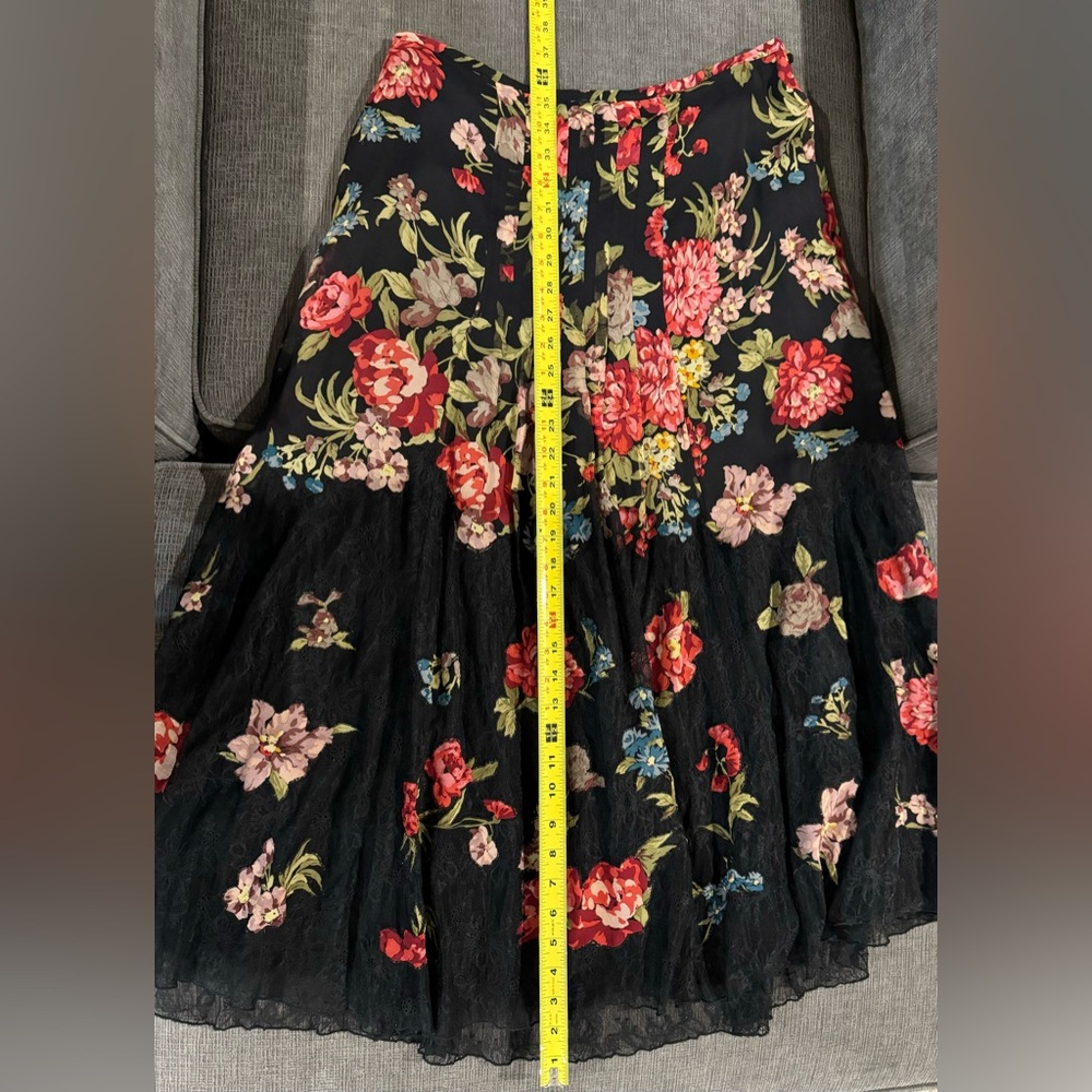 Rickie Freeman for Teri Jon Women’s black floral print skirt size 12 - Picture 3 of 12